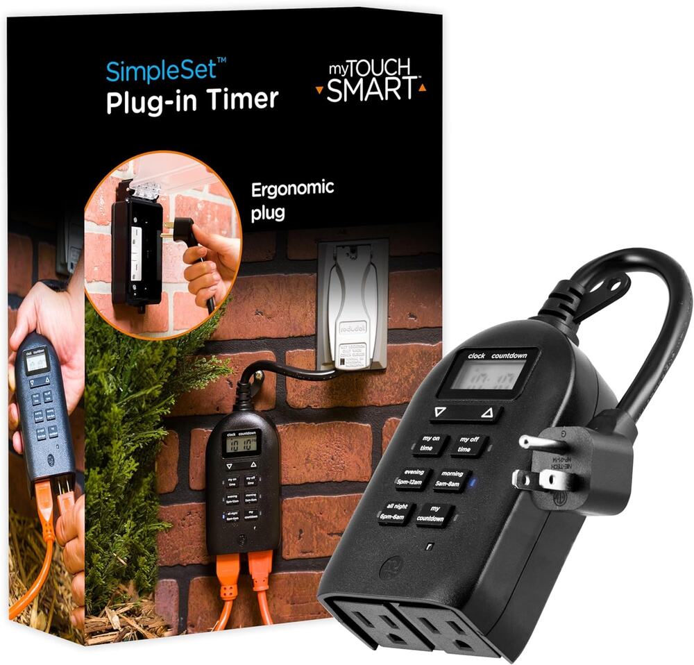 myTouchSmart 26898-P1 Indoor/Outdoor Weather Resistant Digital Plug-in Timer